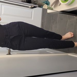 High Waisted Navy Pinstripe Pants